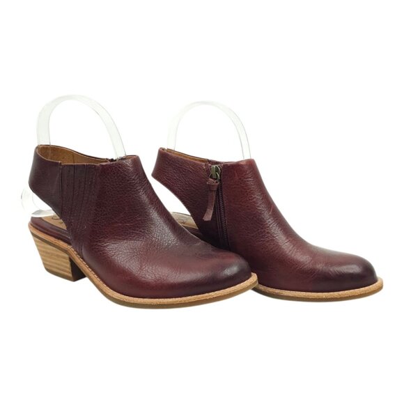 Sofft Arabia Slingback Bootie Women 6M Port Leather Maroon Side Zip Stacked Heel - Picture 2 of 16